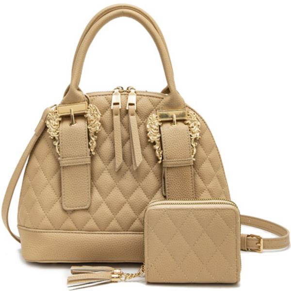 2IN1 Quilted Buckle Satchel W Wallet Set