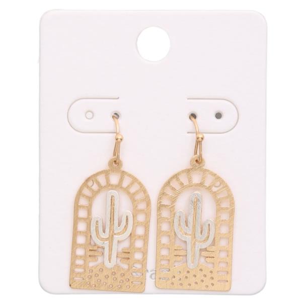 WESTERN STYLE CACTUS TWO TONE EARRING