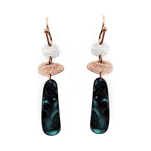 TWO TONE METAL DANGLE EARRING