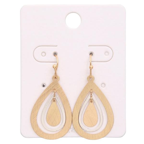 TWO TONE TEARDROP DANGLE EARRING