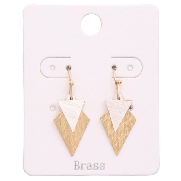 BRUSHED METAL TWO TONE DANGLE EARRING
