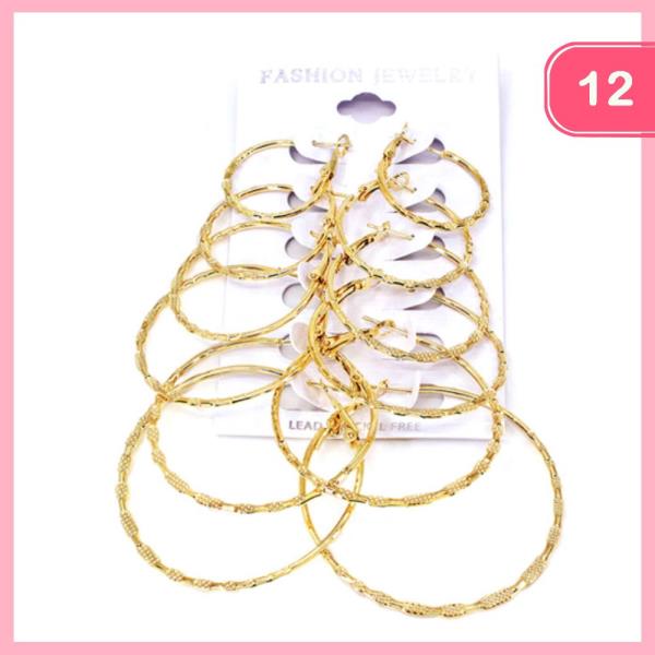 Textured Hoop Earrings (12 Units)