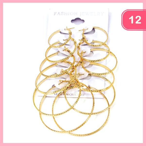 Textured Hoop Earrings (12 Units)