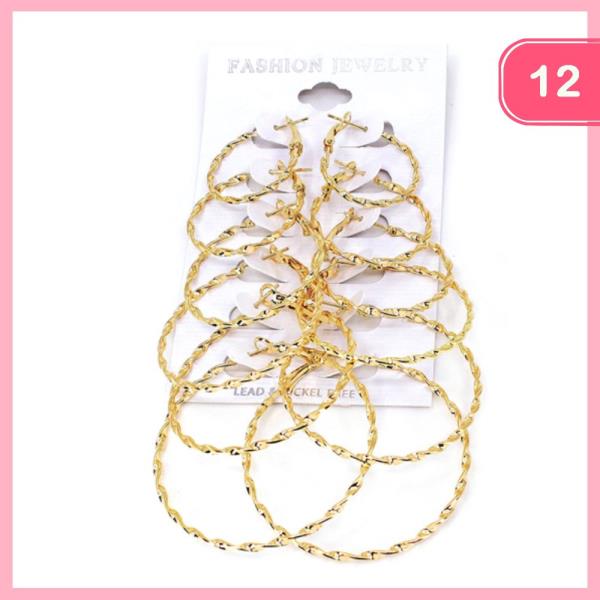 Textured Hoop Earrings (12 Units)