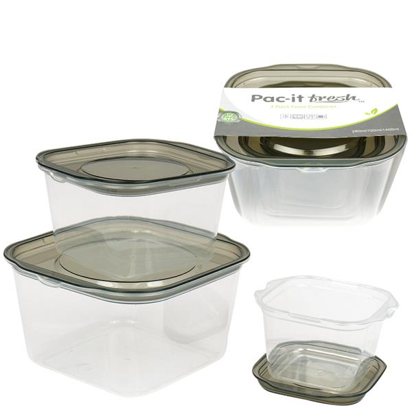 Pac It Fresh Square Food Container 3PC