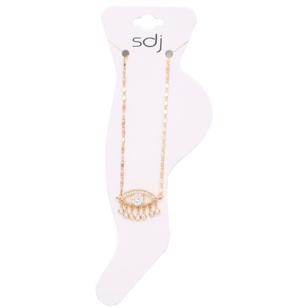 SDJ Eye Rhinestone Metal Anklet