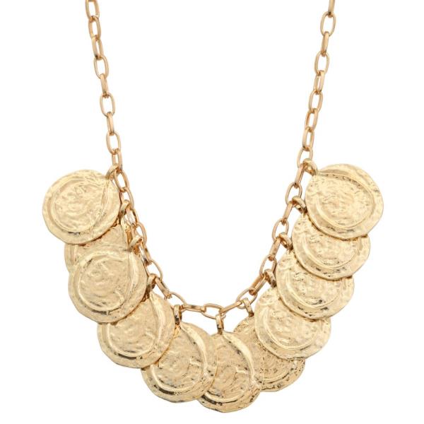 SDJ Hammered Metal Coin Link Necklace
