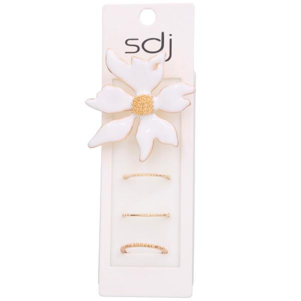 SDJ Flower Dainty Metal Assorted Rings Set