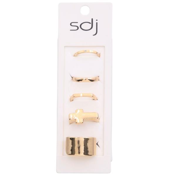 SDJ Cross Metal Assorted Ring Set