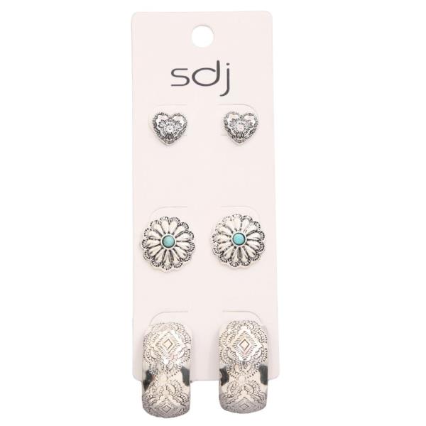 SDJ WESTERN STYLE METAL ASSORTED EARRING SET