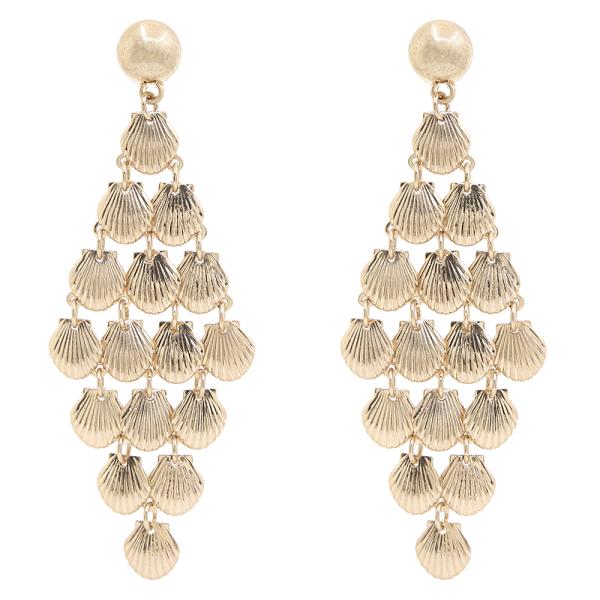 Metal Layered Shell Drop Dangle Hook Earrings