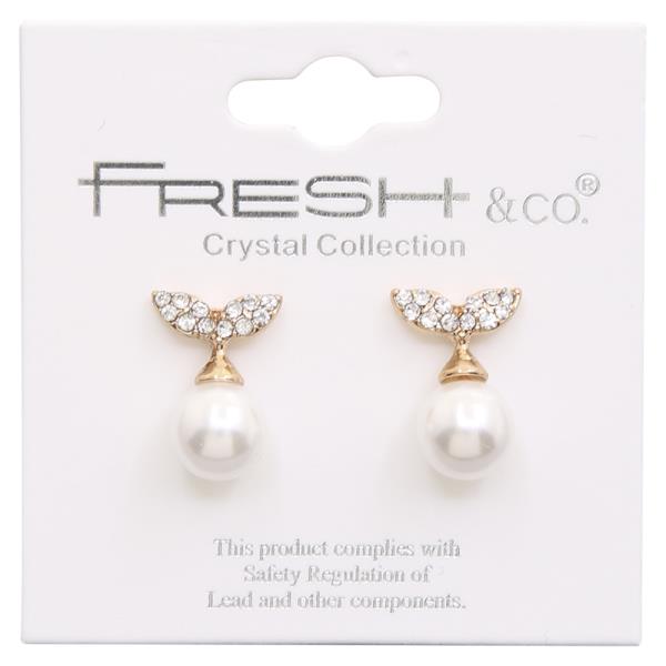 MERMAID RHINESTONE PEARL POST EARRING