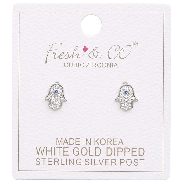 Gold Dipped CZ Hamsa Post Earring