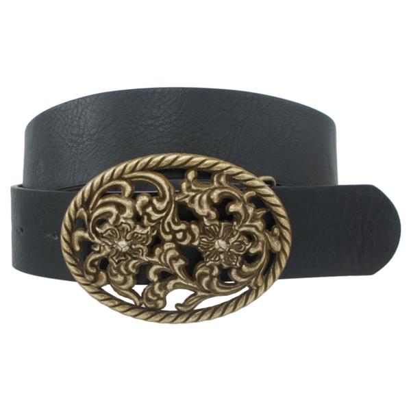 Plus Floral Filigree Oval Buckle Belt