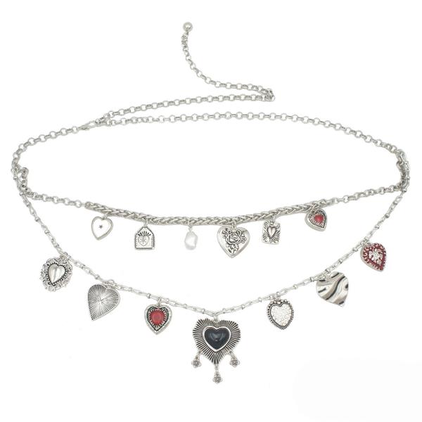 Golden Heart Charm Layer Chain Western Belt