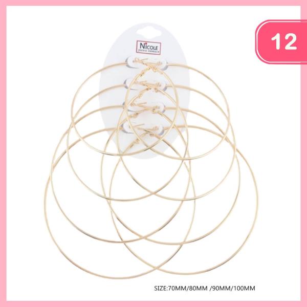 Assorted Size Hoop Earring (12 Units)