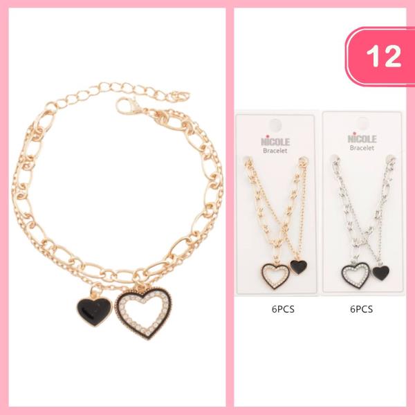 Heart Charm Bracelet (12 Units)