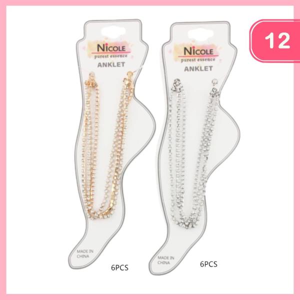 Stylish Metal Layered Anklet (12 Units)