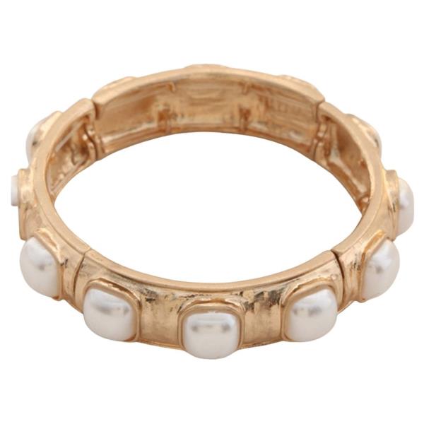 Color Stone Metal Stretch Bracelet