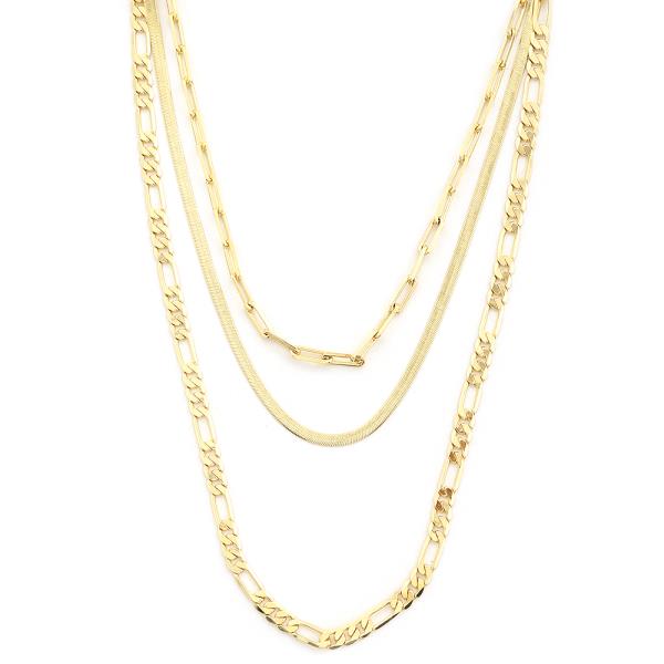 3 Layered Metal Chain Necklace