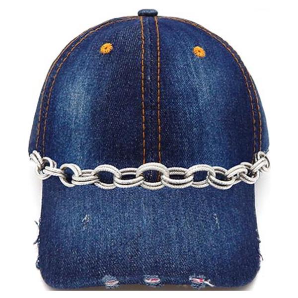 DENIM CAP WITH THICK LINK CHAIN