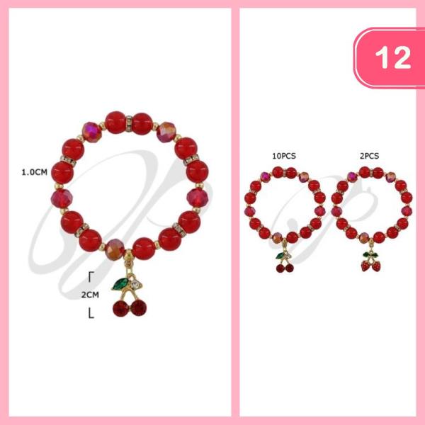 Rhinestone Beaded Cherry Pendant (12 Units)
