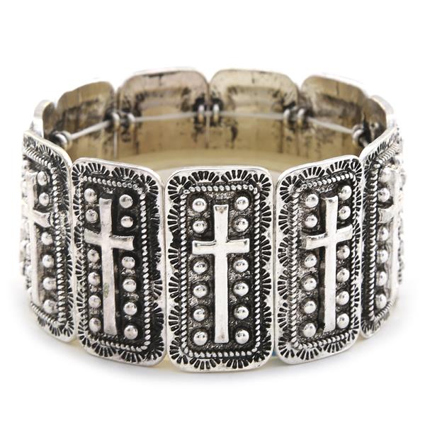 Western Cross Metal Stretch Bracelet
