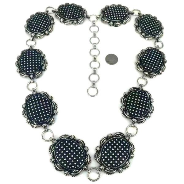 POLKA DOT OVAL CONCHO LINK WESTERN CHAIN BELT - SM SIZE