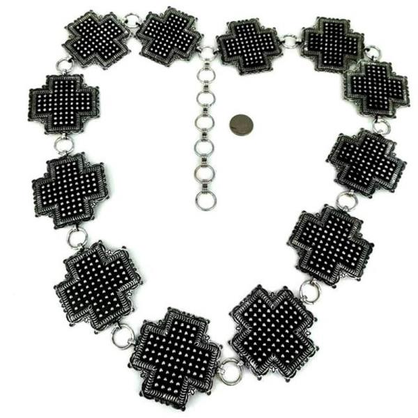 Polka Dot Cross Concho Link Chain Belt LXL Size