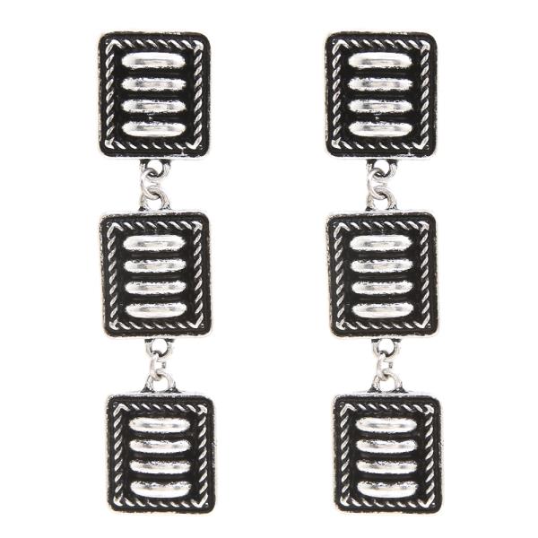 Western Engraved Metal Drop Earrings