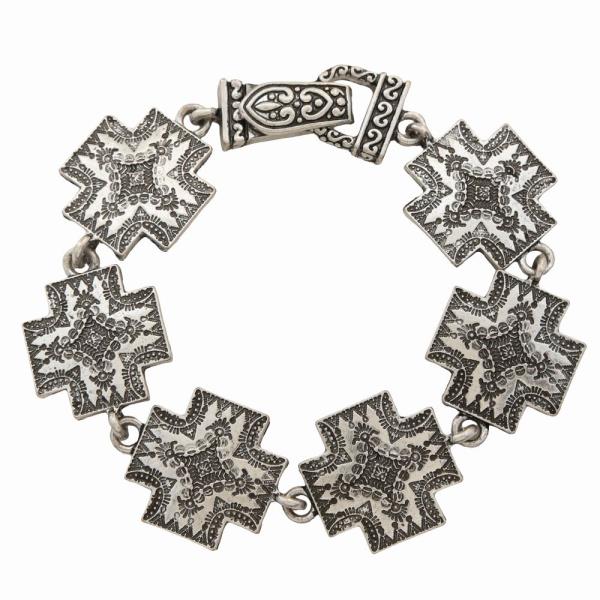 Western Cross Metal Link Bracelet