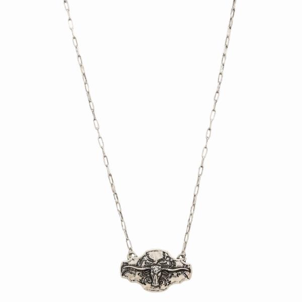 WESTERN COW SKULL PENDANT NECKLACE