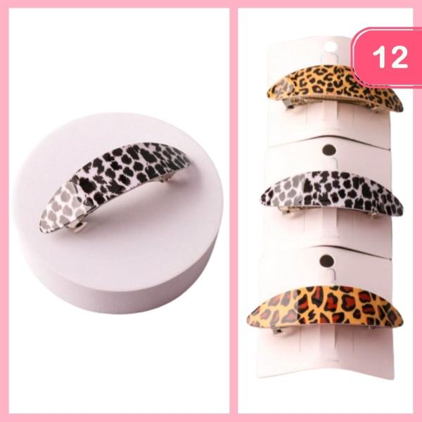 Safari Spotted Oval Curved Barrette (12 Units)