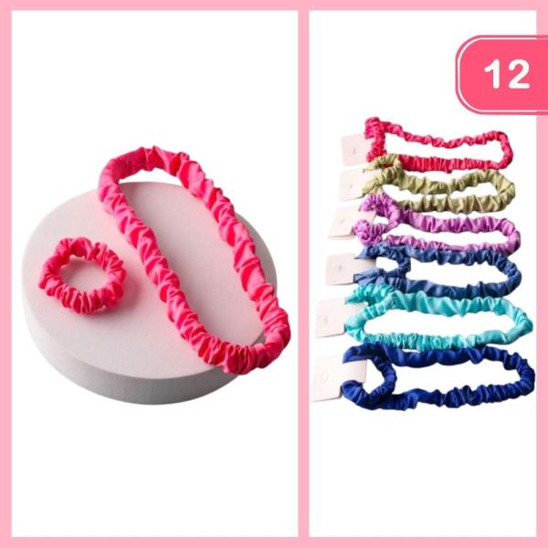 Ruched Headband Scrunchie Set (12 Units)