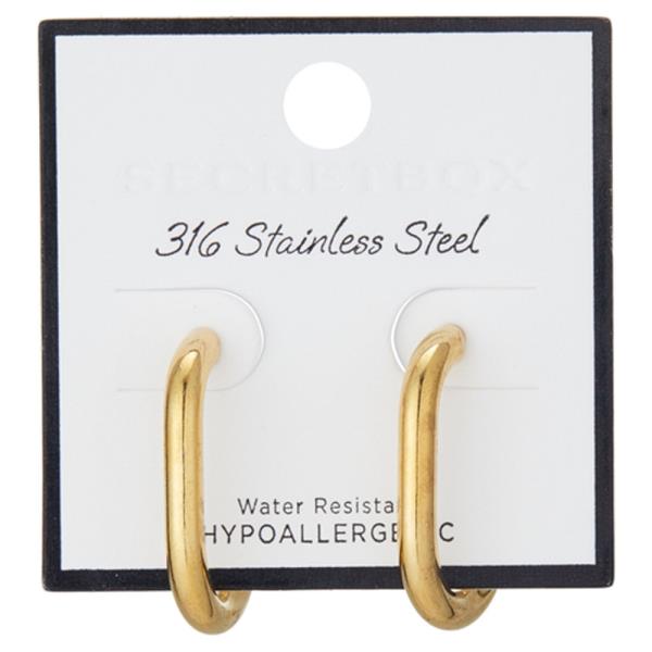 SECRET BOX 316 STAINLESS OVAL HOOP EARRING