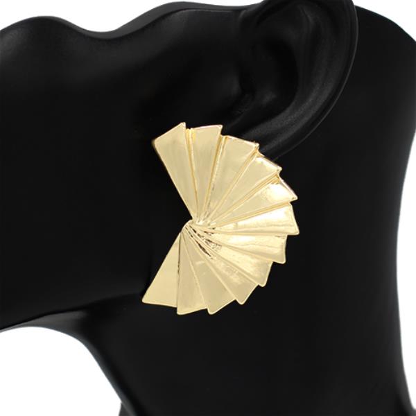 Textured Metal Fan Shaped Post Earrings