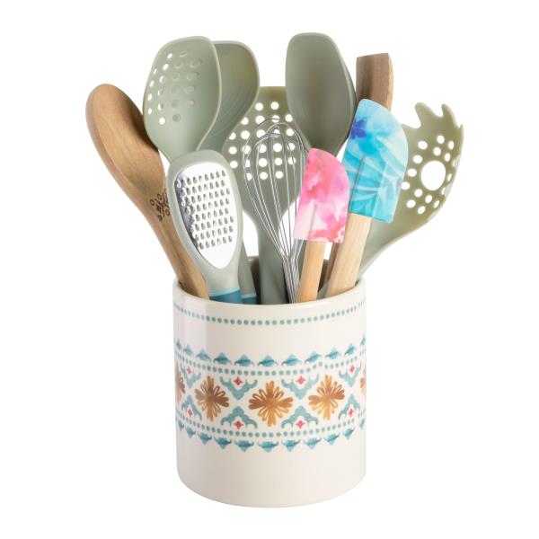 Tia Savory Saffron Gadget Set Ceramic Crock 12 PC