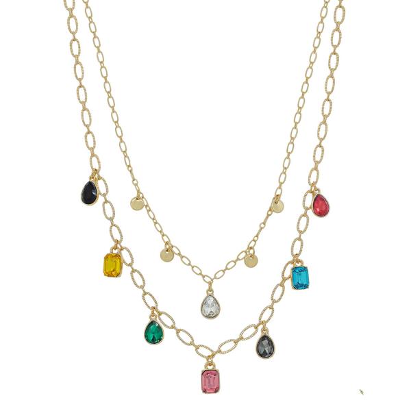 Layered Crystal Charms Water Resistant Necklace