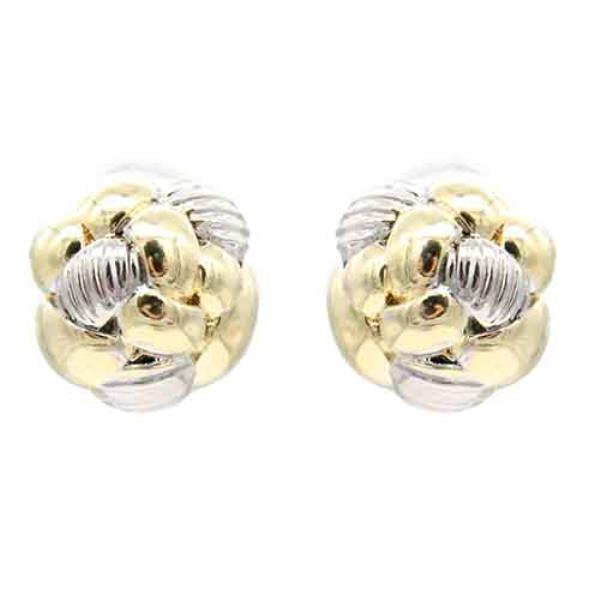 14K Gold Plated 2 Tone Stud Earrings