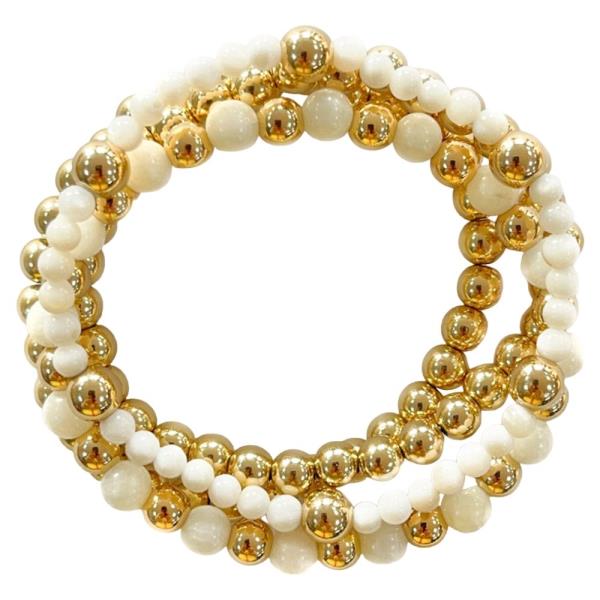 Metal and Beaded Multi Layer Stretch Bracelet Set