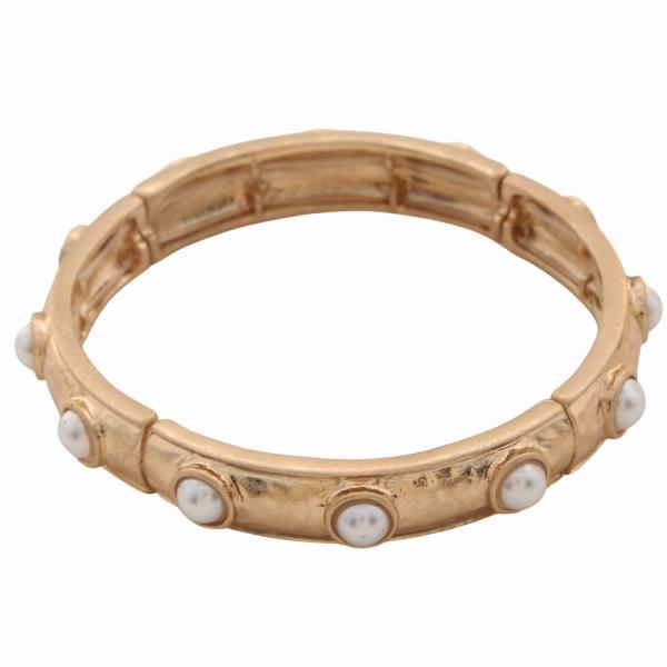 Metal Bar Stone Studded Stretch Bracelet