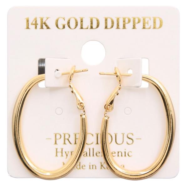 14K GOLD DIPPED OVAL SHAPE HOOP EARRING