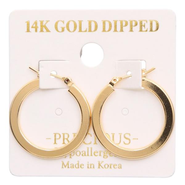 14K GOLD DIPPED FLAT HOOP METAL EARRING