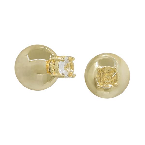 Crystal Post 14mm CCB Ball Back Accent Earrings