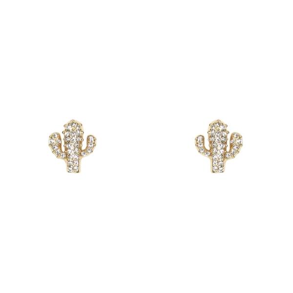 Rhinestone Cactus Stud Earring