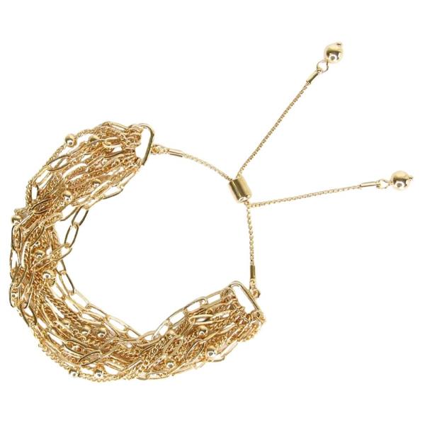 Layered Metal Link Chain Adjustable Bracelet