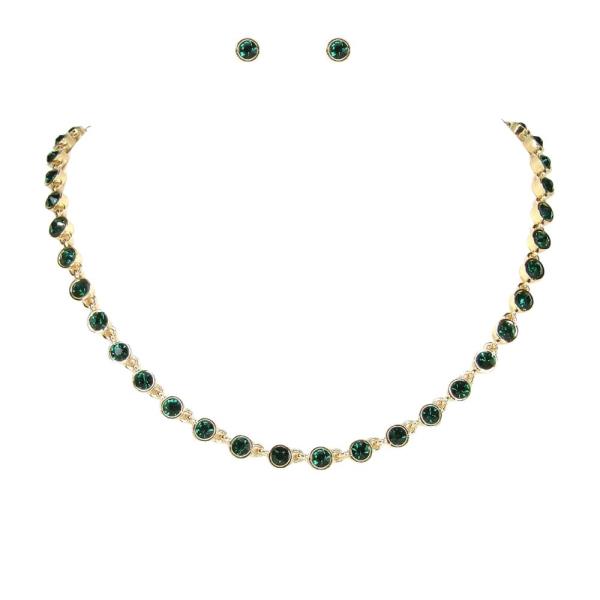 Rhinestone Tennis Necklace Earring Set