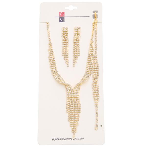 Rhinestone Bracelet Necklace Set