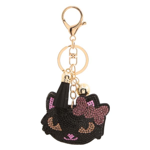 CUTE CAT RHINESTONE KEYCHAIN