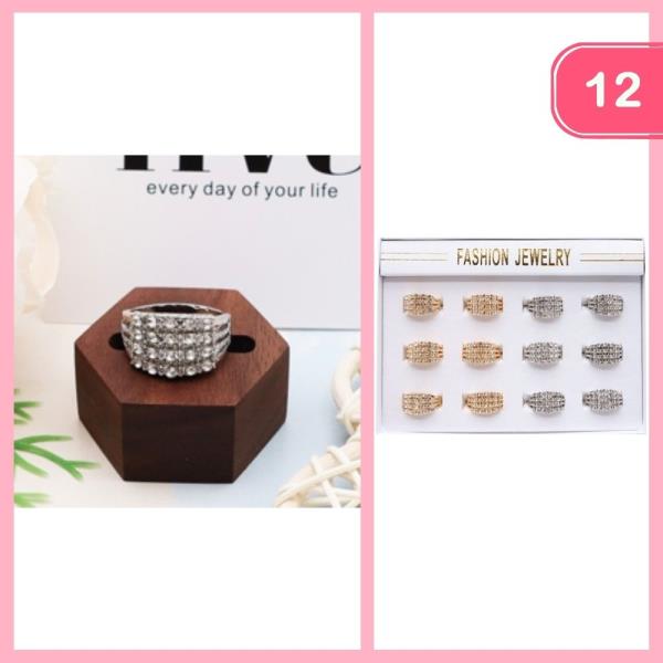 Rhinestone Layered Ring (12 Units)